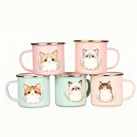 Promotion : Tasse à café en métal émaillé personnalisée avec logo par sublimation, petite taille, avec bord en acier, idéale pour le camping