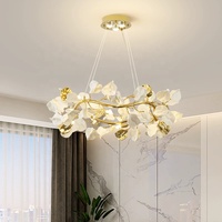 Lustre en céramique pour salle à manger, villa, lampe décorative en forme de feuille et de branche d'arbre, luminaire suspendu pour hôtel, bar, restaurant, hall