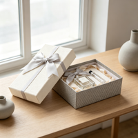 Coffret de parfum aux tons neutres avec flacon de parfum, style vase décoratif, ensemble cadeau parfumé, emballage cadeau en gros, fabrication sur mesure