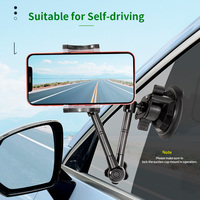 Support de téléphone en alliage d'aluminium à angle flexible réglable et antidérapant avec ventouse pour toit ouvrant Bras magique en verre pour voiture