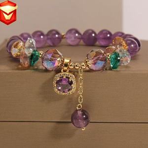 Pulsera de cristal morado para mujer, estilo Instagram, superventas transfronterizo, diseño de nicho, detalles de circonita microincrustada, regalo perfecto - Product Image 2