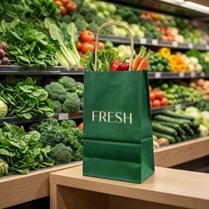 Bolsa de Regalo Ecológica Desechable de Papel Kraft, Servicio de Logotipo Personalizado, Bolsa Resistente para Tiendas, Venta Diaria, Regalos Navideños - Product Image 1