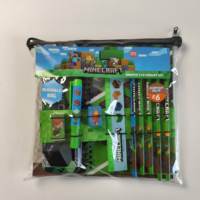 24*25cm vente en gros ensemble de papeterie personnalisé dans un sac en PVC avec cahier crayons boîte à crayons gomme taille-crayon règle stylo à bille thème de jeu