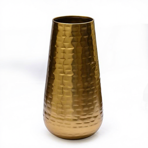 Pot de fleurs moderne en laiton doré, métal martelé conique, pour la décoration intérieure - Product Image 3