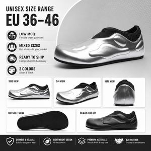Chaussures à enfiler futuristes en argent métallisé unisexe, style Y2K cyberpunk, mocassins décontractés à profil bas pour hommes et femmes - Product Image 6