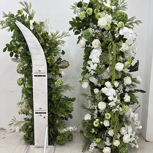 Suave Hortensia verde arreglo de <span class=keywords><strong>flores</strong></span> artificiales telón de fondo de boda flor <span class=keywords><strong>arco</strong></span> roto para decoración de pasillo - Product Image 1