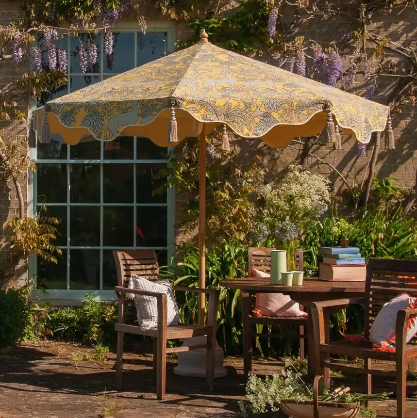 BR 7ft 9ft Vintage bahçe veranda şemsiye şemsiye ahşap kutup ile havuz başı mağaza Yard restoran masaları için özel
