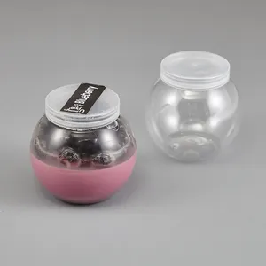 Plastic fish bowl Round Pudding Yogurt Jar Plastic Drink Cups milk bottle With Lids Ice Cream