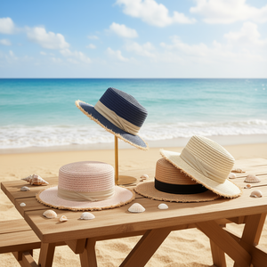 Cappello di paglia piatto con bordo in finta rafia, regolabile, taglia unica, per l'estate e la spiaggia - Product Image 3