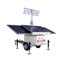 Remolque de Iluminación Móvil con 4 Paneles Solares, Remolque de CCTV Solar con Cámara PTZ para Iluminación y Monitoreo