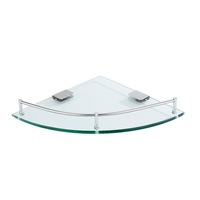 Étagère de douche triangulaire murale en acier inoxydable et verre, moderne, à un seul niveau, pour une utilisation en appartement, durable