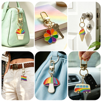 Porte-clés en métal personnalisé Arc-en-ciel Fierté LGBTQ, vente en gros, assortiment de motifs dessin animé, drapeau, fleur, anneau porte-clés, fermoir en D, breloque de sac, cadeau souvenir