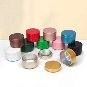 Round Small Decorative Gift Empty Tin Tea Can Jars Candle Tins With Lids Aluminum Metal 50ml 50g 53x37mm Tea Tin