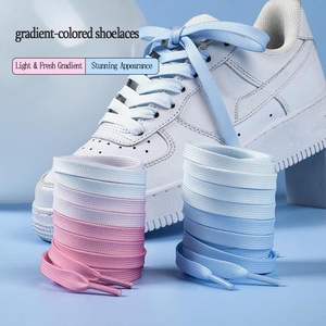 WEGOODZF 8MM punta trasparente gradiente lacci arcobaleno Multi-colore poliestere resistente Casual sport lacci delle scarpe - Product Image 1