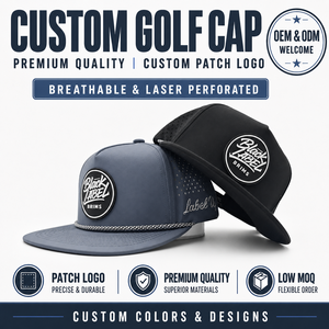 Reliable 5 Panel Solid <b>Waterproof</b> Golf Cap Custom Silicone Logo Low MOQ OEM Laser Perforated Industrial Grade Finish Supply - Product Image 1