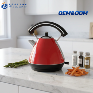 Hervidor Eléctrico Rojo Retro de 1.7L, Hervidor de Agua y Té de Acero Inoxidable, Ebullición Rápida con Apagado Automático para Cocina - Product Image 1