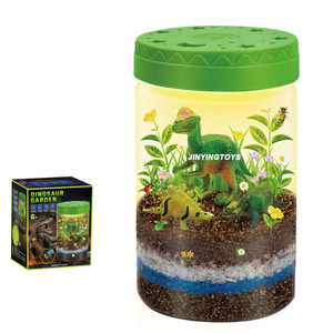 JinYing Mini Dinosaurier-Garten Dampfspielzeug Wissenschaftliches Lernspielzeug Leuchtende DIY Dino-Welt Beleuchtetes Terrarium-Werkzeugset für Kinder - Product Image 1