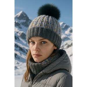 Women's Anthracite Pom-Pom <b>Wool</b> <b>Beanie</b> BERE1142 - BERE1142-ANTHRACITE - Product Image 3