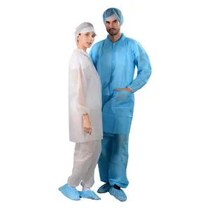 Professional Unisex Long-Sleeve White Lab Coat Medical Workwear Thick Polyester Cotton nonwoven Material Coat