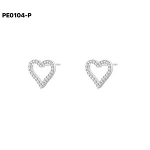 Boucles d'oreilles en forme de cœur Amy Amy, en argent 925, cristal de zircone, bijoux pour femmes, usage quotidien, style romantique - Product Image 1