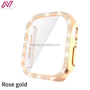 Housse de protection incrustée de diamants en gros d'usine pour Apple <span class=keywords><strong>Watch</strong></span> 10 boîtier de montre intelligente avec film de verre intégré Iwatch9/8