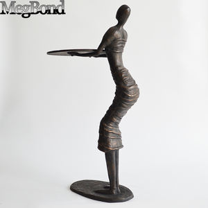 アンティークブロンズ鋳鉄フロントレセプション彫刻女性抽象像ホルダー付きカフェ金属工芸品 - Product Image 5