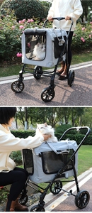 Sang trọng gấp lớn vật nuôi chó Xe đẩy đôi con chó Xe đẩy tàu sân bay xe đẩy với bánh xe lớn cho chó lớn chưa có đánh giá - Product Image 6