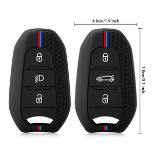 Funda de silicona premium para llave de Peugeot 208 308 <span class=keywords><strong>Citroen</strong></span> C3 <span class=keywords><strong>C4</strong></span> C5, antiarañazos, a prueba de polvo, protector de llave remota de ajuste completo - Product Image 5
