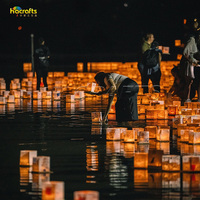 Vente en gros de bougies faites à la main fournitures de festival lampe flottante 27cm lanternes d'eau en bois flottantes en papier