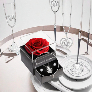 <span class=keywords><strong>Collana</strong></span> in metallo Yamonic con rosa eterna - Design a cuore con vera rosa per <span class=keywords><strong>donna</strong></span>, regalo per Natale, compleanno, San Valentino, anniversario di matrimonio - Product Image 3