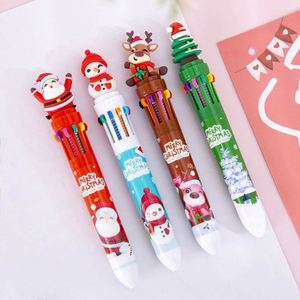 Christmas Ten-color <b>Refill</b> Plastic Ballpoint <b>Pen</b> Cute Gel <b>Pens</b> Cartoon Reindeer and Santa Claus Pattern As Gifts for Students - Product Image 1