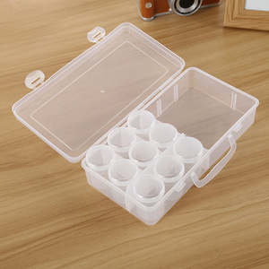 Portable Plastic Pill Storage Box With 10 Round Bottles Transparent Organizer Case For Medication Storage Travel Use - Product Image 1