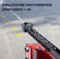 Camion de pompiers télécommandé en métal 1:18 à 15 canaux avec échelle aérienne, pompe à eau et lance d'incendie Huina 1361