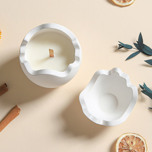 Pot de ciment en céramique de cire de soja de forme ronde d'œuf au Design moderne bougie parfumée avec couvercle - Product Image 6