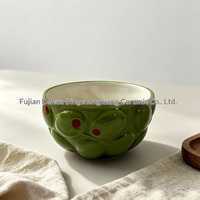 Assiette en céramique à motif végétal gaufré olive, bol à salade créatif, plat de style méditerranéen pour la maison, vaisselle de style occidental