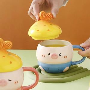 Taza <span class=keywords><strong>de</strong></span> Cerámica Creativa y Linda en Forma <span class=keywords><strong>de</strong></span> Cerdo 3D <span class=keywords><strong>de</strong></span> UCHOME con Tapa, Taza <span class=keywords><strong>de</strong></span> Agua <span class=keywords><strong>de</strong></span> Dibujos Animados Pintada a Mano - Product Image 2