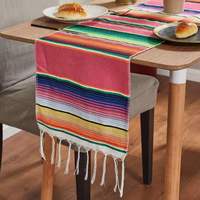 Serviettes et couvertures en coton pour pique-nique, à motifs mexicains rayés, avec impression claire et attrayante et design à pompons, décoratives pour fêtes et usage domestique