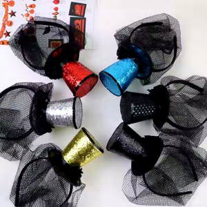 Tocados con purpurina para boda para <span class=keywords><strong>mujer</strong></span>, fiesta <span class=keywords><strong>de</strong></span> té, Mad Hatter, Mini sombrero <span class=keywords><strong>de</strong></span> copa, diadema para ocasiones <span class=keywords><strong>de</strong></span> Halloween - Product Image 1