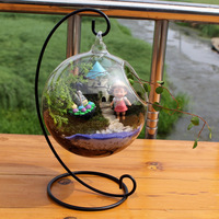 Aquarium suspendu en verre de forme ronde, vase à fleurs, vase sphérique en verre fait main, mini aquarium pour poissons rouges