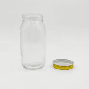 Frascos de vidrio con tapa de tornillo, frasco de vidrio de gran capacidad, transparente, con relieve, 24oz, 750ml