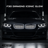 Calandre LED lumineuse emblématique pour BMW Série 3 F30 F31 2012-2018, maille diamant noire, finition noir brillant, pièces auto robustes