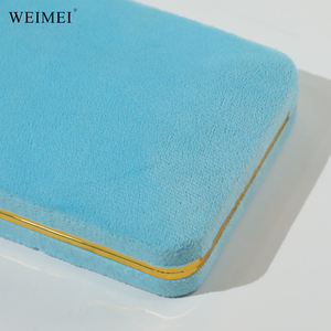 WEIMEI Custom Logo Luxury Velvet Portable Travel <b>Ring</b> Earring Bracelet Necklace <b>Storage</b> Organizer Gold Metal Trim Jewelry Box - Product Image 4
