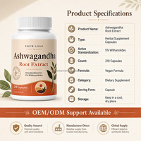 Capsules d'extrait de racine d'ashwagandha naturelles pour le soutien du sommeil, marque privée OEM, pour le soulagement du stress et l'amélioration de l'humeur