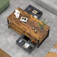 Meubles de salon en promotion, meuble TV style moderne, en bois avec structure métallique, avec tiroirs de rangement, table TV