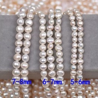 Perles d'eau douce irrégulières de qualité AAA de 5-6 mm, blanches, naturelles, baroques, en vrac, avec trou percé droit