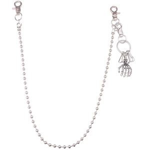 Cadena de cintura con cuentas de plata tibetana y llavero de esqueleto, estilo Hip Hop Punk, accesorio unisex para uso diario - Product Image 5