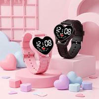 Jam Tangan LED Fashion Hot Sale, Tali Silikon Kartun, Bentuk Hati Lucu, Jam Digital untuk Anak-anak