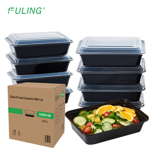 FULING To-Go Contenedor desechable de plástico PP para alimentos con tapa Microondas 28 oz Take Away Desechable Bento Box Contenedor de preparación de comidas - Product Image 1