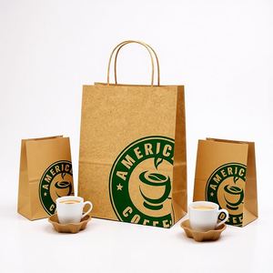 Bolsas de Café Ecológicas Clásicas de Papel Kraft Marrón con Asas Impresas en Flexografía, Empaque Grueso Personalizable para Café, Té y Cerveza - Product Image 1