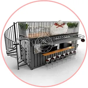 20ft Đúc Sẵn Bán gấp container khách sạn hiện đại bánh sandwich bảng điều khiển cửa hàng cà phê kiosk thiết kế container thanh